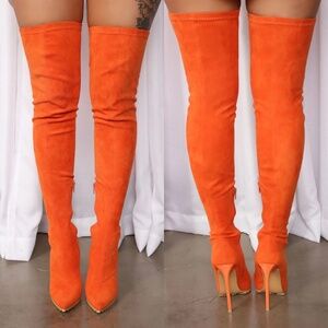 Orange Over The Knee Boots